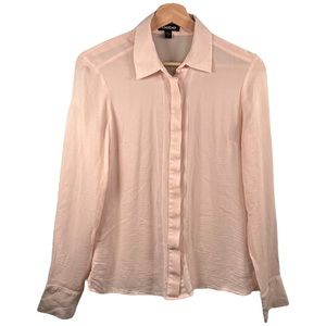 Bebe Pink Silk Button Up Long Sleeved Dress Shirt Size Small